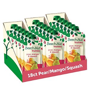 Beech-Nut Comida para Bebê em Pouches, Purê de Frutas de Pera, Manga e Abóbora, 3,5 oz (Pacote com 18)