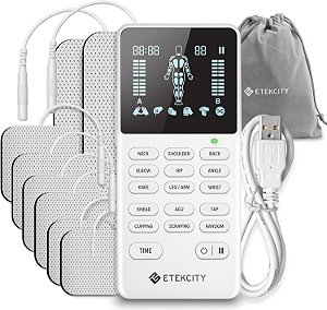 Máquina Estimuladora Muscular Etekcity TENS com Pads de Reposição para Alívio da Dor, Múltiplos Modos, Produtos Aprovados FSA HSA, Aprovados pela FDA, 4 Canais, Massageador de Pul