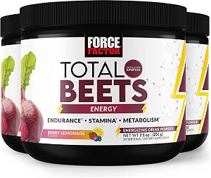 Pacote Triplo de Bebida Energética Total Beets FORCE FACTOR, Pó de Beterraba Superfood, Nitratos para Aumentar a Energia, Apoiar a Circulação, Fluxo Sanguíneo, Óxido Nítrico