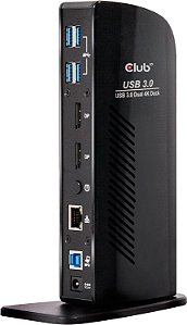 Estação de encaixe universal para laptop com monitor duplo Club 3D USB 3.0 Dual DisplayPort 4K para Windows (Dual 4K DisplayPort, Ethernet Gigabit, Áudio, 6 Portas USB)