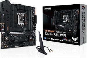 Placa-mãe ASUS TUF Gaming B760M-PLUS WiFi (13ª e 12ª Geração) LGA 1700 mATX com PCIe 5.0, 2x Slots PCIe 4.0 M.2, DDR5, LAN 2.