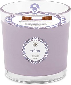 Vela de Spa com pavio de madeira Seeking Balance Root Candles Aromatherapy, 12 onças, Relax: Gerânio Lavanda.