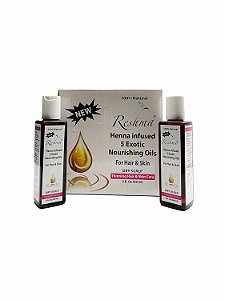Óleo de cabelo infundido com hena Reshma Beauty para cabelos ralos e pele seca Óleo para manchas mais cheias com ingredientes ayurvédicos para cabelos cacheados, lisos e ondulados Óleo para crescimento