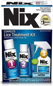 Kit completo de tratamento contra piolhos Nix, Tratamento para piolhos no cabelo, Spray para piolhos para casa, Pente de piolhos.