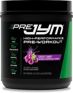 Pó pré-treino JYM Supplement Science Pre JYM Grape Candy - BCAAs, Nootrópicos, Creatina HCI, Citrulina, Beta-Alanina, Betaína, Taurina, Huperzine 30 Porções