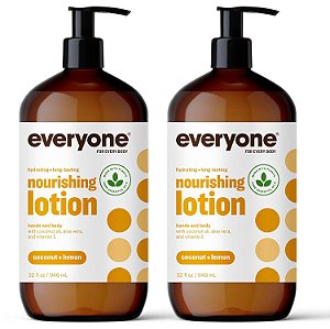Loção Hidratante Para as Mãos e o Corpo, 32 Onças (Pacote com 2), Coco e Limão, Loção à Base de Plantas com Óleos Essenciais Puros, Óleo de Coco, Aloe Vera
