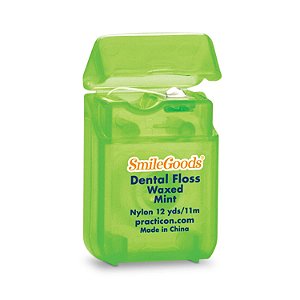 Fio Dental Encerado SmileGoods, 12 jardas, Sabor Menta, Embalagem Econômica com 72 unidades