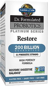 Jardim da Vida Dr. Formulated Probióticos Série Platina Restaurar 200 Bilhões UFC Fórmula de Alta Potência, Vegana, Não-OGM, Livre de Glúten, Laticínios e Soja Suporte Pro