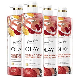 Sabonete Líquido e Hidratante Corporal para Mulheres Olay Fearless com Ceramidas Série Artística 20 fl oz (Pacote com 4)