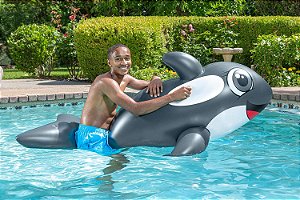 Flutuador de Piscina Inflável Poolmaster Baleia Gigante Cinza Grande