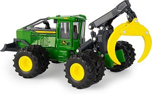 Coleção de Prestígio ERTL - Brinquedo Trator Skidder John Deere 948L-II com Garra - Escala 1:50 - Réplica Autêntica de Metal Fundido - Brinquedos Agrícolas Colecionáveis com