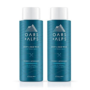 Oars + Alps Hidratante para Corpo e Rosto para Homens, Cuidado da Pele com Vitamina E e Antioxidantes, Livre de Sulfato, Frescor do Oceano, Pacote com 2 unidades.