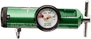 Regulador de Oxigênio Mini Medline, Livre de Látex, 0 - 25 litros por minuto, Conexão 870 CGA, Luva de Latão