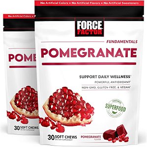 Suplemento de Romã em Gomas Force Factor para Envelhecimento Saudável, Saúde do Coração, Saúde dos Ossos e Saúde do Cérebro, Superalimento e Antioxidantes, Não-OGM, Sem Glúten, Vegano