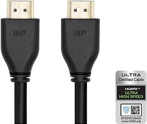 Cabo HDMI Ultra High Speed Certificado 8K da Monoprice - Até 8K@60Hz, Classificado CL2, 48Gbps, 25 pés, preto