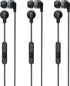 Skullcandy Ink'd+ Fones de Ouvido com Microfone com Fio e Bluetooth - Pacote com 3 - Preto