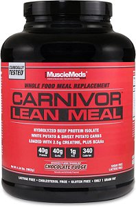 Substituição de refeição com shake de alimentos integrais MuscleMeds CARNIVOR LEAN MEAL, MRE, isolado de proteína de carne bovina, batata branca, batata doce, 40g de proteína, 40