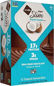 Nugo Magro Chocolate Amargo com Coco Tostado, 16g de Proteína Vegana, 3g de Açúcar, 7g de Fibra, 190 Calorias, Baixo Teor de Carboidratos Líquidos, Livre