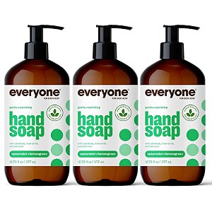 Sabonete Líquido para as Mãos Everyone, 12.75 Onças (Pacote com 3), Hortelã e Capim-limão, Limpeza à Base de Plantas com Óleos Essenciais Puros
