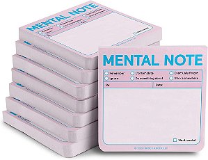 Bloco de Notas Adesivas Mental Note Knock Knock, 3 x 3 polegadas cada, 8 unidades (Edição Pastel)