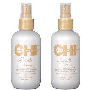 Condicionador sem enxágue de queratina CHI, branco, 12 onças, pacote com 2