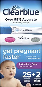 Clearblue Tentando um Kit de Ovulação para Bebê, Contendo 25 Testes de Ovulação e 2 Testes de Gravidez de Detecção Rápida, 27 Unidades