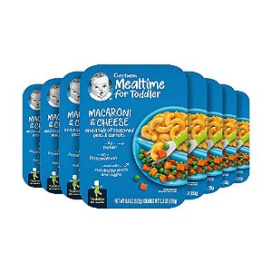 Hora da refeição da Gerber para crianças Macarrão com Queijo e Ervilhas e Cenouras Temperadas, 6.6 Onças (Pacote com 8)