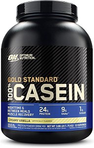 Nutrição Ótima Padrão Ouro 100% Caseína Micelar em Pó, Digestão Lenta, Ajuda a Manter-se Saciado, Recuperação Muscular Durante a Noite, Baunilha Cremosa, 4 Lib