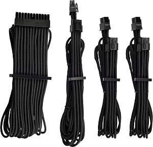 Kit Inicial de Cabos de Fonte Individuais de Alta Qualidade CORSAIR - Preto, Garantia de 2 Anos, para Fontes de Alimentação Corsair