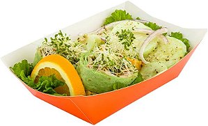 Barcos de Comida Bio Tek de 1 Libra, 200 Bandejas de Papel Descartáveis - Resistente, à prova de gordura, Barcos de Papel Laranja para Lanches, Aperitivos ou Guloseimas, para uso em Festas