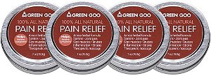 Bálsamo para cuidados com a pele Green Goo Natural, alívio da dor com Arnica, lata de viagem de 0,7 onças, 4 unidades.