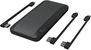 HALO 10000 AC - Contém uma bateria interna de 10.000mAh com plugue de parede AC embutido e cabos de carregamento - Preto