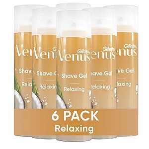 Gel de Barbear Gillette Venus Relaxing Coconut, para Mulheres, Creme de Barbear, Pacote com 6 unidades de 7 oz (total de 42 oz)