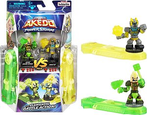 Lendas do Akedo Powerstorm Pacote Versus 2 Mini Figuras de Ação de Batalha e 2 Controladores de Batalha Épicas Angry Astrid Versus Boot-Up, Multicor