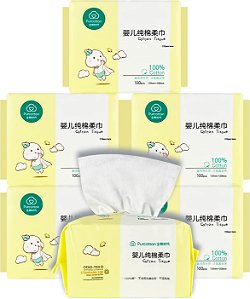 Pano de limpeza de algodão Purcotton Baby, uso úmido e seco, ultra macio, 100% algodão puro para pele sensível do bebê, perfeito para trocas de fraldas, narizes escorrendo