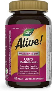Caminho da Natureza Vivo! Mulheres 50+ Ultra Potência Completo Multivitamínico, Fórmula de Alta Potência, Promove um Coração Saudável, Cérebro, Ossos*, Livre de Glúten,