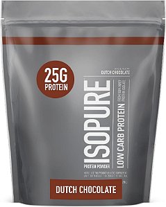 Pó de proteína isolada de soro de leite de chocolate holandês Isopure com vitamina C e zinco para suporte imunológico, 25g de proteína, baixo carboidrato e amigável ao keto,