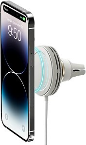 Suporte de carro iOttie Velox Mini MagSafe Compatível com Saída de Ar em Cinza Astral com Carregamento Sem Fio para iPhone 13, 14 e 15 Series