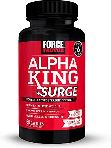 Reforço de Testosterona FORCE FACTOR Alpha King Surge para Homens, Suplemento de Testosterona para ajudar a construir músculos e força, queimar gordura, perder peso, reduzir o estrogênio e melhorar o desempen