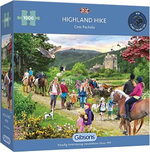 Quebra-cabeça Highland Hike de 1000 peças | Quebra-cabeça da Escócia | Quebra-cabeça sustentável para adultos | Tabuleiro premium 100% reciclado | Ótimo presente para adultos | Jogos Gibsons
