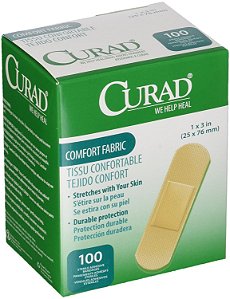 Curad NON25760 Bandagem Adesiva de Tecido Confortável, Elástica com a Pele, Durável, Tamanho 1 x 3, Pacote com 1200 unidades