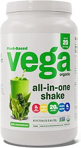 Vega Pó de Proteína Vegana Orgânica Tudo-em-Um, sem Adoçantes - Ingredientes Superfood, Vitaminas para Suporte à Imunidade, Amigo do Keto, Proteína de Ervilha para Mulheres e Homens,