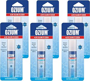 Ozium. Sanitizador de Ar e Eliminador de Odores para Casas, Carros, Escritórios e Mais, Essência Para Ambientes Externos, 0,8 Oz (Pacote com 6) (embalagem pode variar