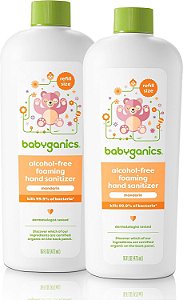Recarga de Álcool Gel Espumante para as Mãos Babyganics, Livre de Álcool, Mandarina, Mata 99,9% das Bactérias Comuns, Hidratante, 16 Fl Oz (Pacote com 2