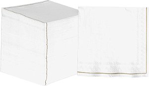 Pacote de 120 Guardanapos Quadrados de Almoço Luxuosos, Descartáveis, Papel Premium de 3 Camadas, 6,5 x 6,5 Polegadas, Guardanapo Decorativo, Branco com Listras Douradas.