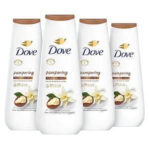 Sabonete Líquido Dove Mimosa e Karité 4 Unidades para Renovação da Pele, com MicroHidratação 24h, 20 oz.
