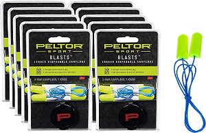 Protetor auricular descartável com fio Peltor Sport Blasts, 32 dB NRR, 2 pares/pacote, total de 10 pacotes