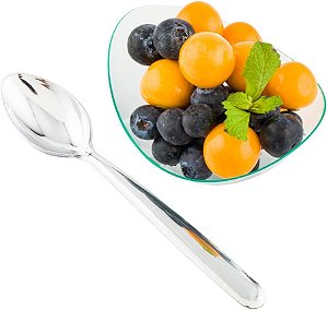 Colheres descartáveis de 5,5 polegadas modernas, 250 colheres pequenas para sobremesa recicláveis - Resistente a quebra, para todos os tipos de refeições, colheres de plástico prateado - Restaurant