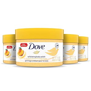 Dove Esfoliante Corporal Polimento Corporal Esfoliante para Pele Seca Amêndoa Esmagada e Manteiga de Manga Esfolia Suavemente para Revelar uma Pele Saudável 10,5 Onças (Pacote com