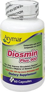 ARYMAR Diosmin Plus 900, Suporte ao Sistema Circulatório (60 Cápsulas/Embalagem de 1)